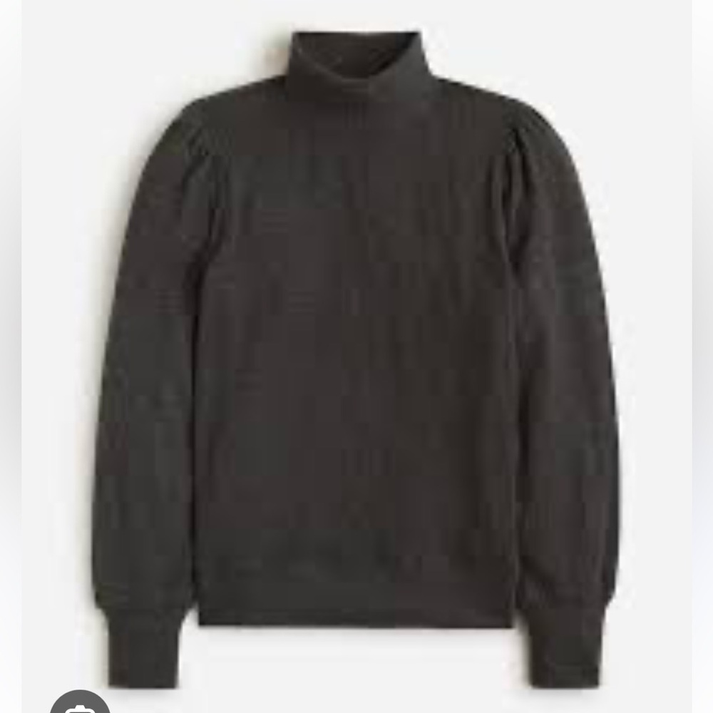 J crew Brushed rib puff-sleeve mockneck tee small